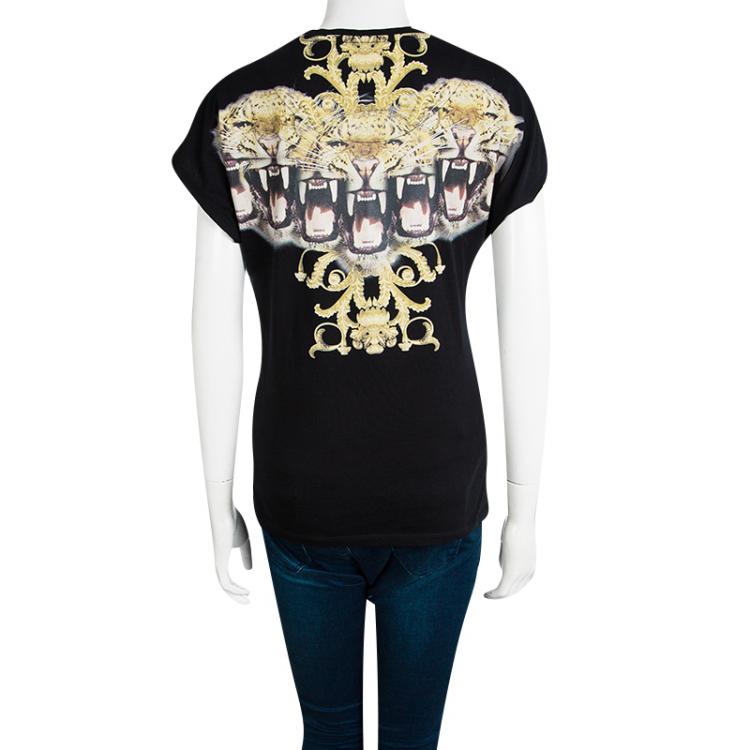 مملوكة مسبقًا Philipp Plein Couture Black Tiger Printed T Shirt XS