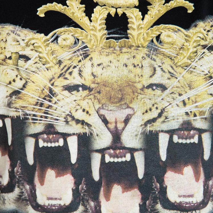 مملوكة مسبقًا Philipp Plein Couture Black Tiger Printed T Shirt XS
