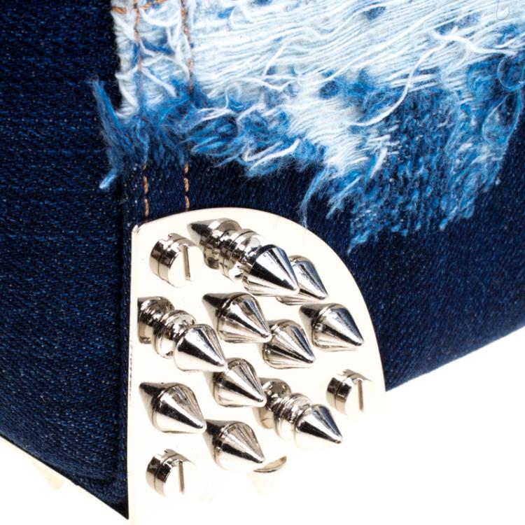 Pre Owned Philipp Plein Blue Denim Skully Shopper Tote