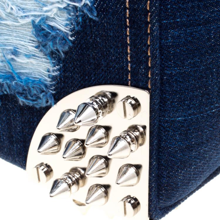 Pre Owned Philipp Plein Blue Denim Skully Shopper Tote