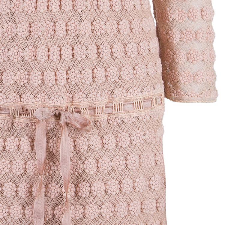 Pre Owned Philosophy di Alberta Ferretti Pink Lace Shift Dress M