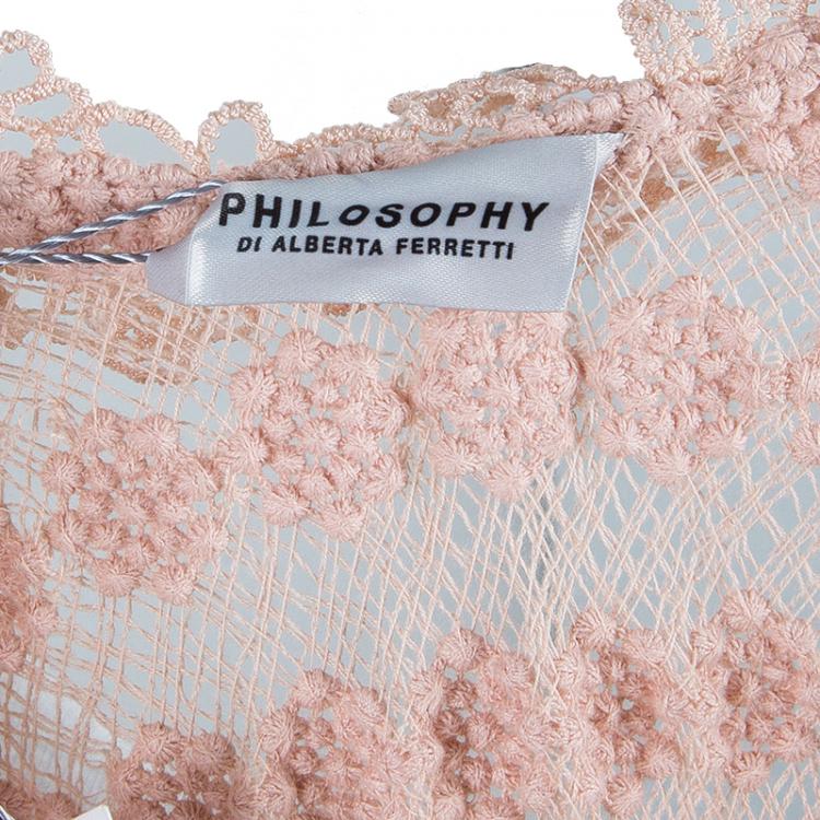 Pre Owned Philosophy di Alberta Ferretti Pink Lace Shift Dress M