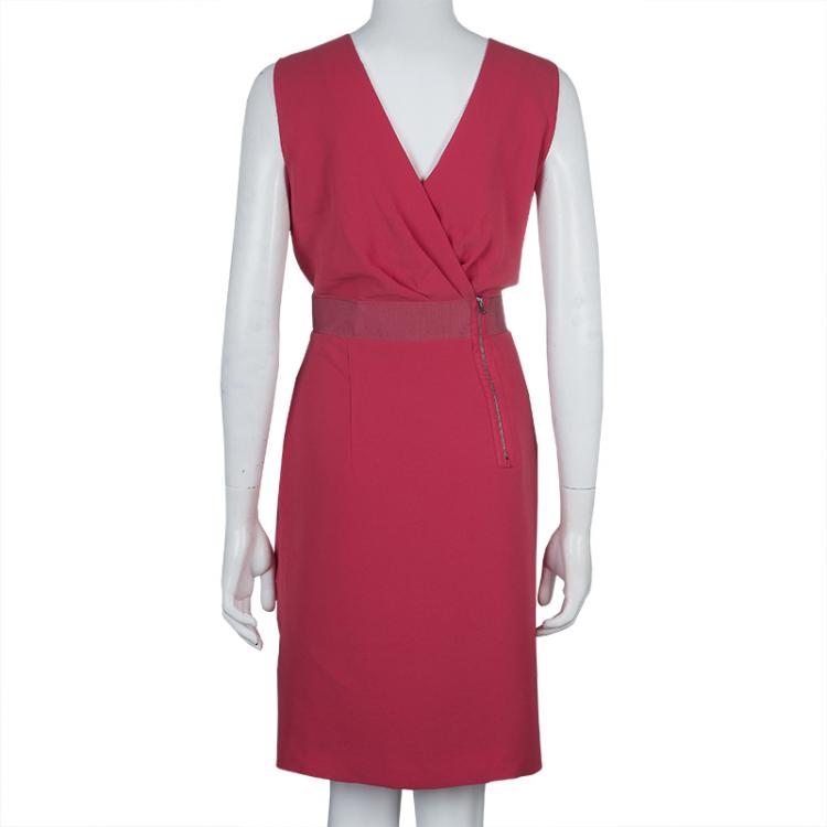 Pre Owned Philosophy di Alberta Ferretti Pink Pleated Sleeveless Dress M
