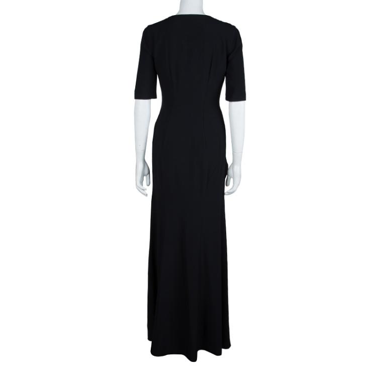 مملوكة مسبقًا Philosophy Black Short Sleeve Slit Detail Maxi Dress S