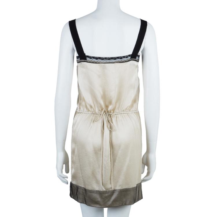 مملوكة مسبقًا Philosophy di Alberta Ferretti Nude Black Lace Slip Dress S