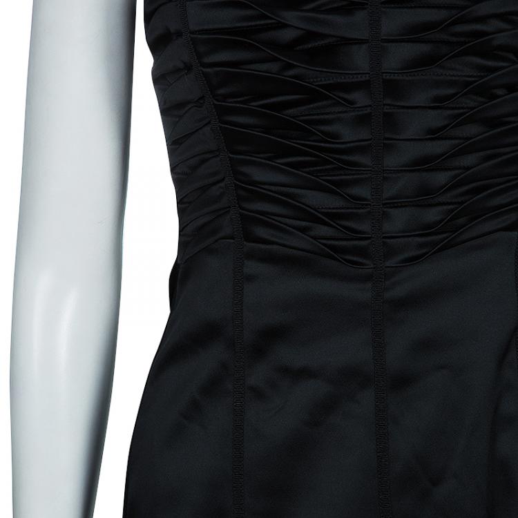 Pre Owned Philosophy di Alberta Ferretti Black Strapless Satin Dress M