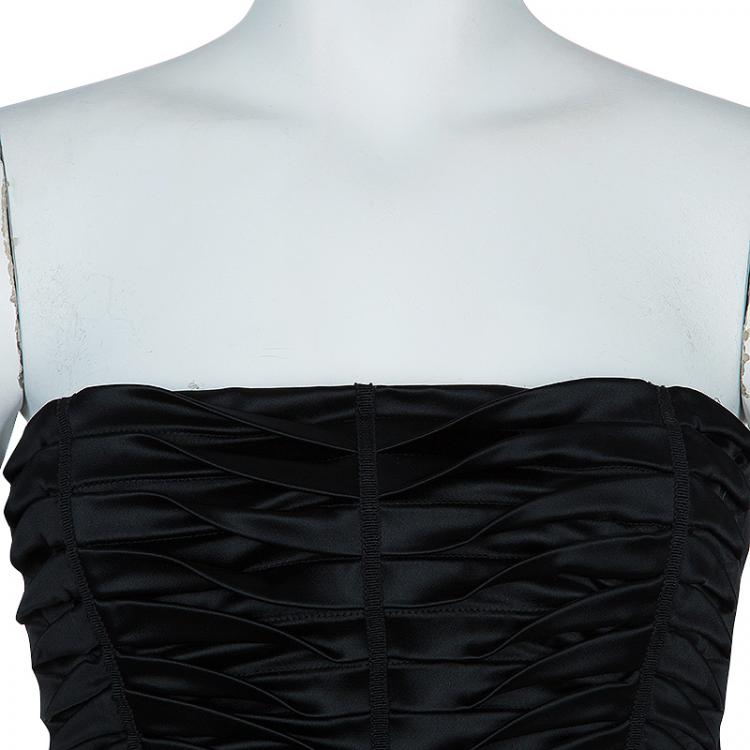Pre Owned Philosophy di Alberta Ferretti Black Strapless Satin Dress M