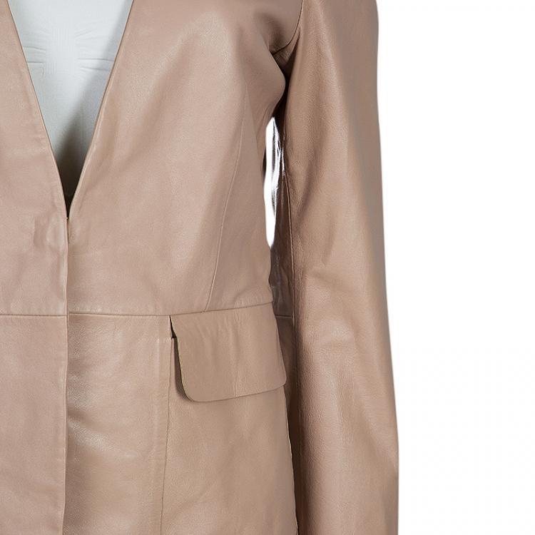 Pre Owned Philosophy Beige Leather Blazer M