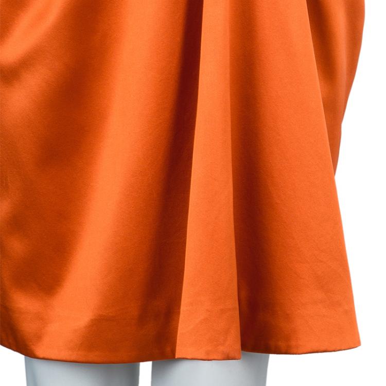 Pre Owned Philosophy Di Alberta Ferretti Orange Silk Oriental Print Halter Dress S