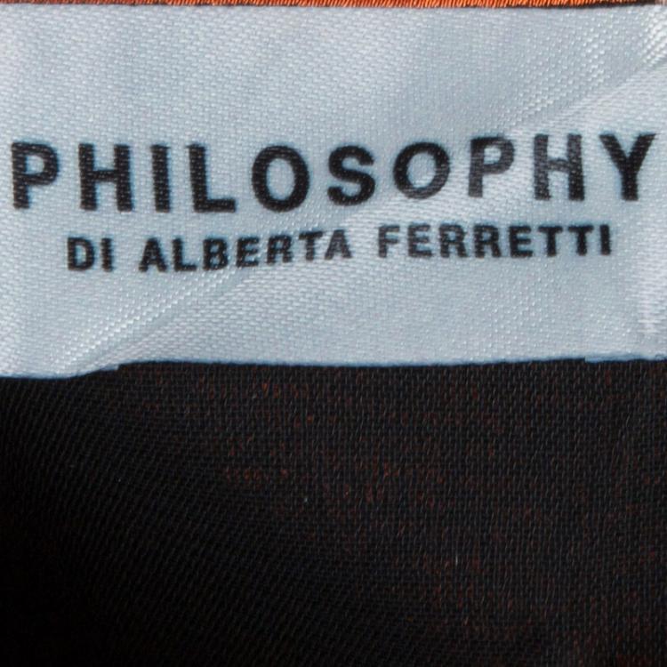 Pre Owned Philosophy Di Alberta Ferretti Orange Silk Oriental Print Halter Dress S