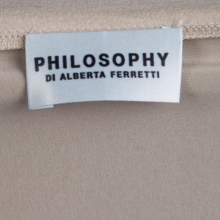 Pre Owned  Philosophy Di Alberta Ferretti Beige Silk Lace Detail Sleeveless Top S                 