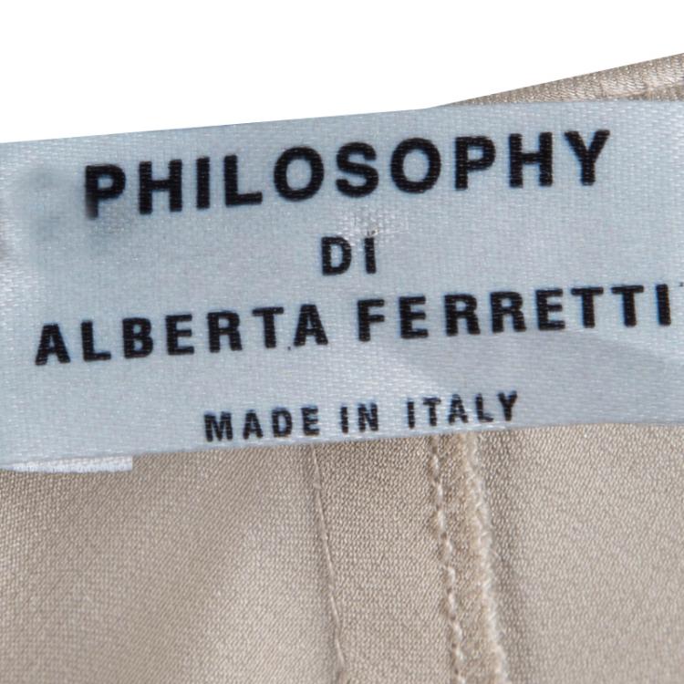 Pre Owned Philosophy Di Alberta Ferretti Beige Satin Maxi Skirt M