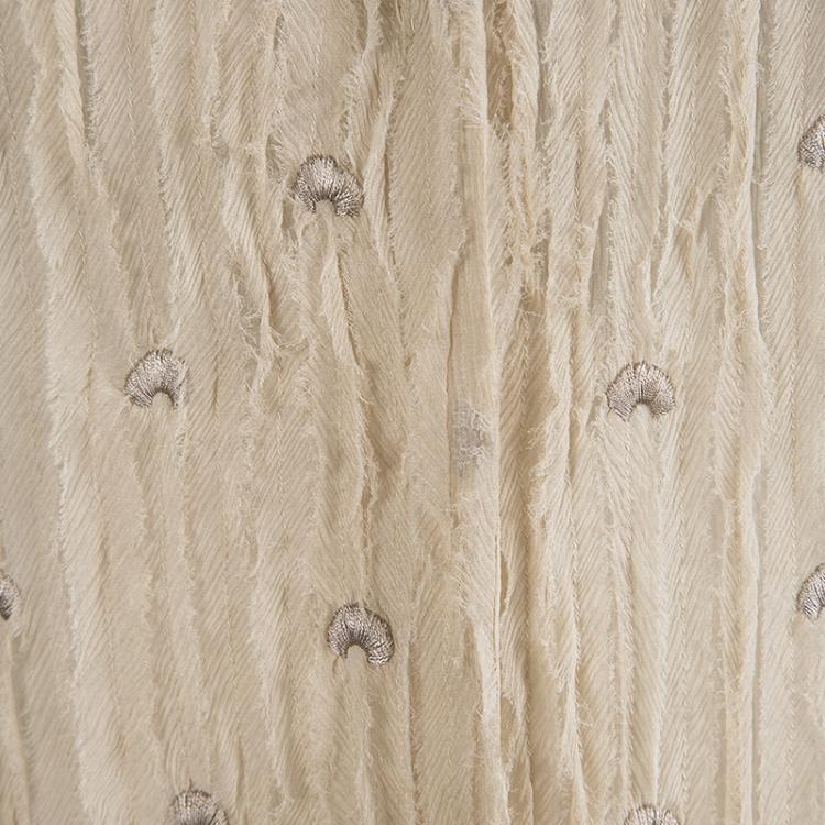 Pre Owned Philosophy Di Alberta Feretti Beige Embroidery Detail Sleeveless Sheer Top M