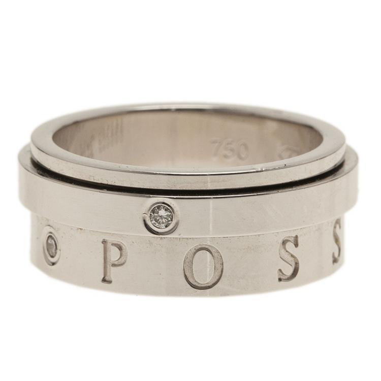 Pre Owned Piaget Possession Eccentric Diamond White Gold Band Ring Size 53