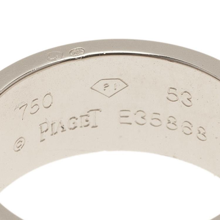 Pre Owned Piaget Possession Eccentric Diamond White Gold Band Ring Size 53