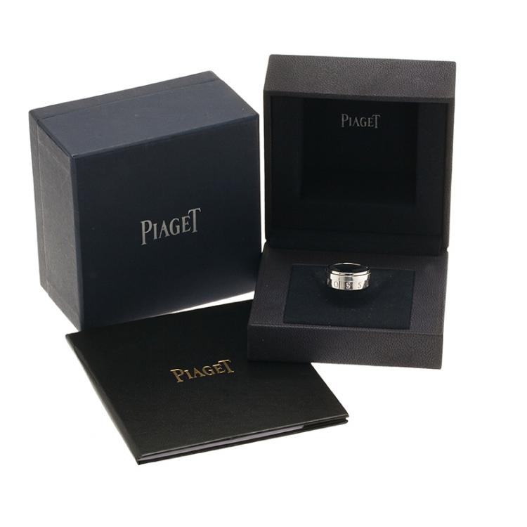 Pre Owned Piaget Possession Eccentric Diamond White Gold Band Ring Size 53