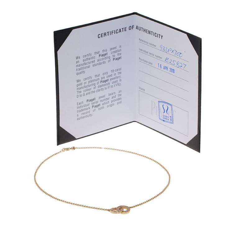 Pre Owned Piaget Possession Toi & Moi Diamond Yellow Gold Pendant Necklace