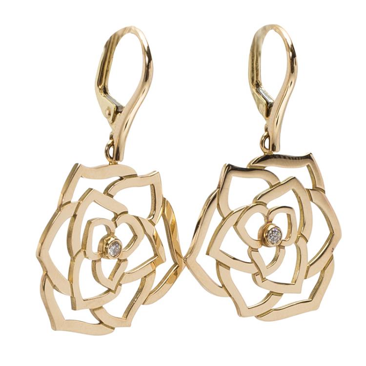 Pre Owned Piaget Rose Diamond Rose Gold Earrings