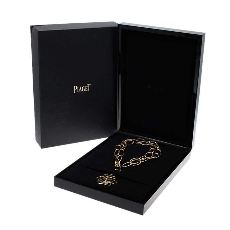 Pre Owned Piaget Rose Diamond Yellow Gold Long Oval Chain Necklace
