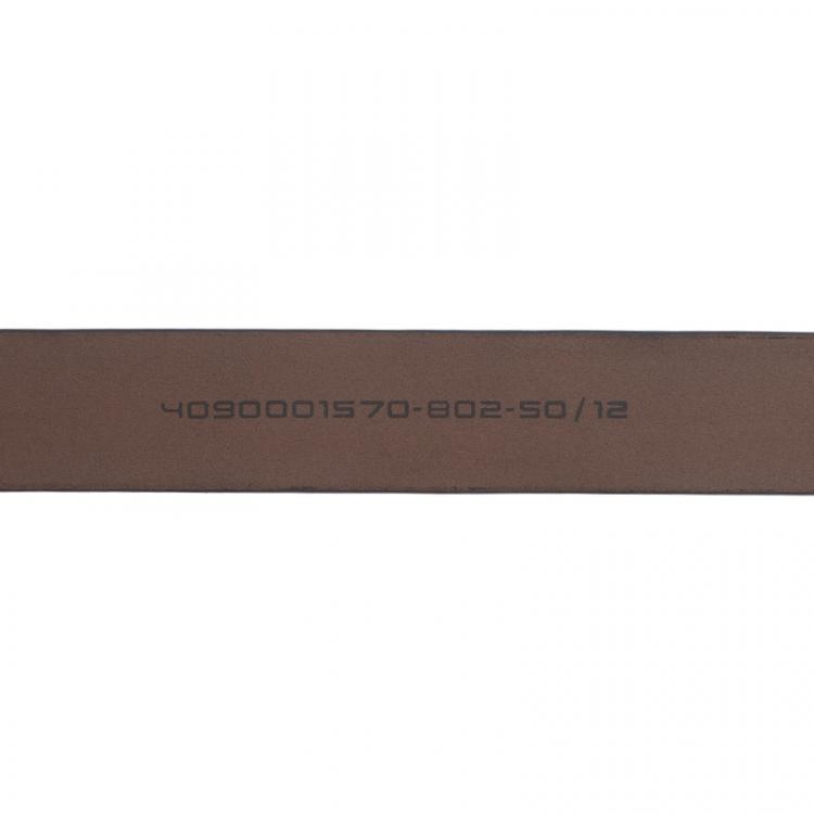 Pre Owned Porsche Design Dark Grey Leather Silver Logo Skinny Belt 95CM