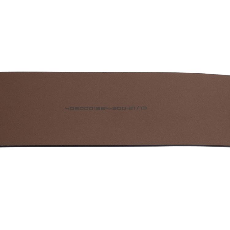 Pre Owned Porsche Design Black Leather Silver Logo Waist Belt 80CM