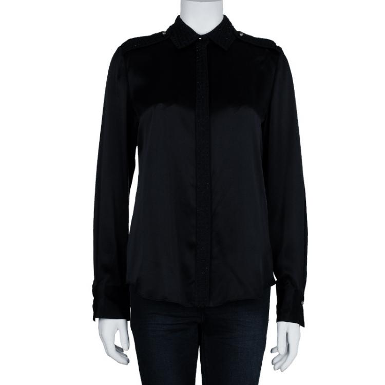 Pre Owned Prabal Gurung Draped Embellished Shirt Top M