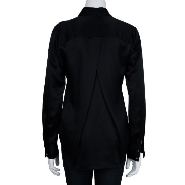 Pre Owned Prabal Gurung Draped Embellished Shirt Top M