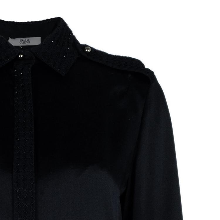Pre Owned Prabal Gurung Draped Embellished Shirt Top M