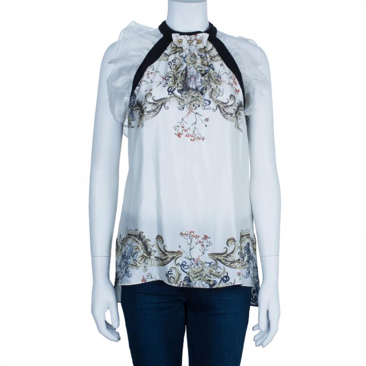 Pre Owned Prabal Gurung Silk Printed Halter Neck M
