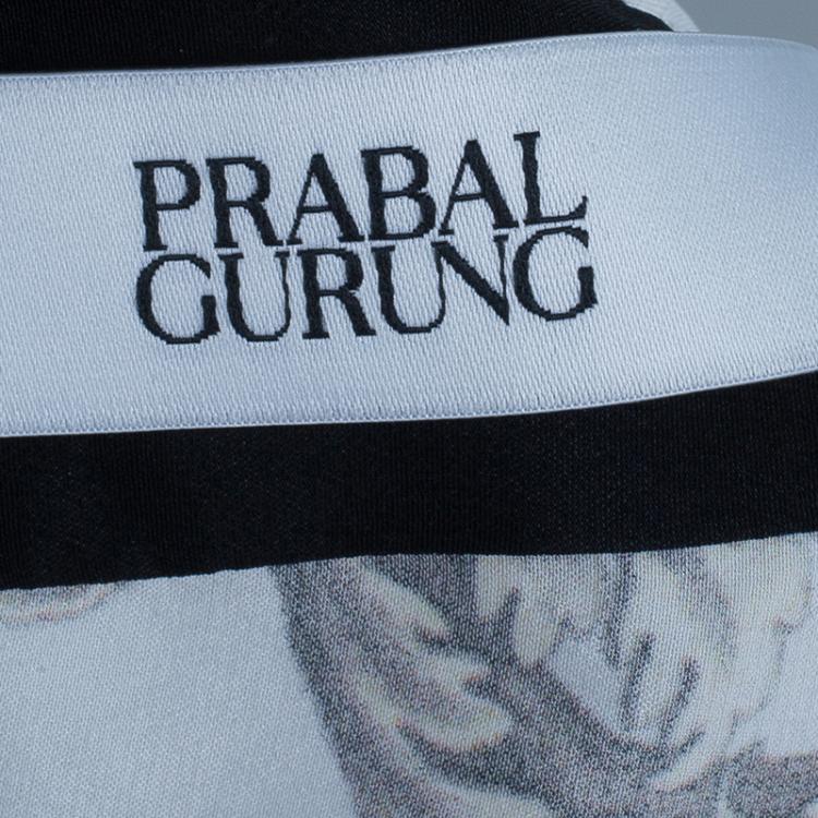 Pre Owned Prabal Gurung Silk Printed Halter Neck M
