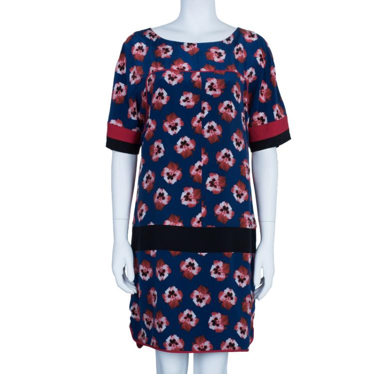 Pre Owned Prabal Gurung Printed Silk Dress L