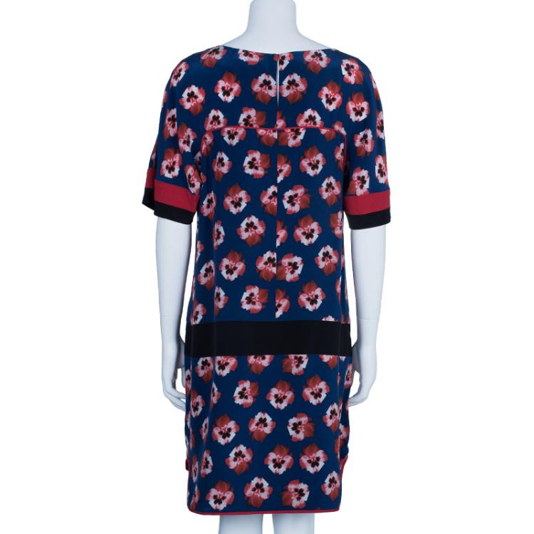Pre Owned Prabal Gurung Printed Silk Dress L
