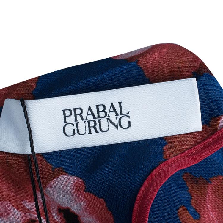 Pre Owned Prabal Gurung Printed Silk Dress L