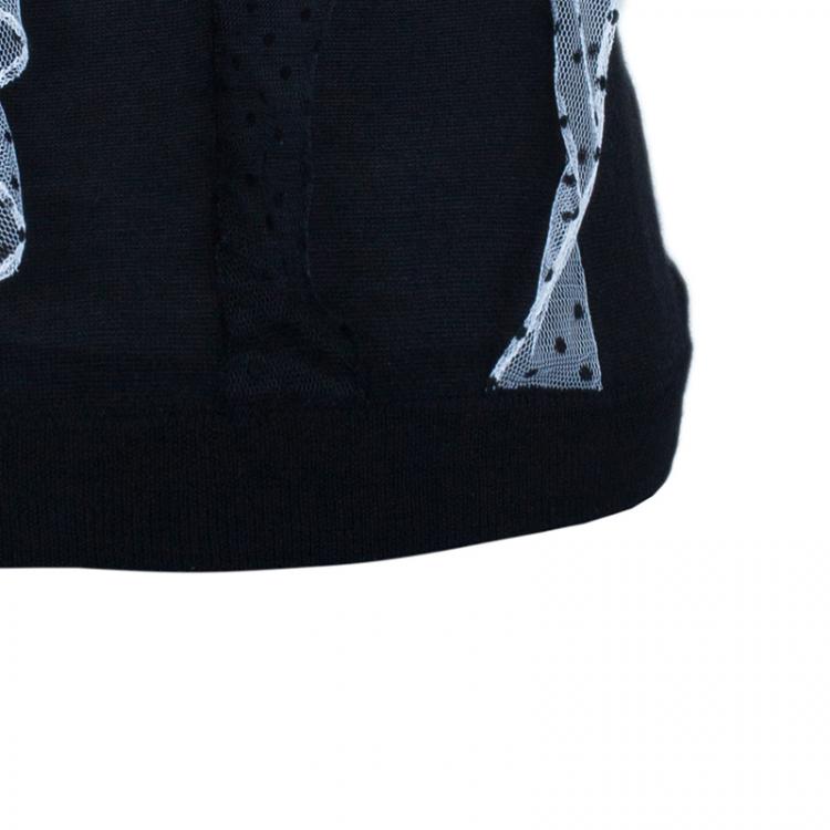 Pre Owned Prabal Gurung Polka Ruffle Chiffon Knit Top M