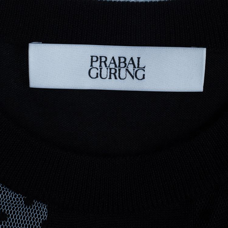 Pre Owned Prabal Gurung Polka Ruffle Chiffon Knit Top M