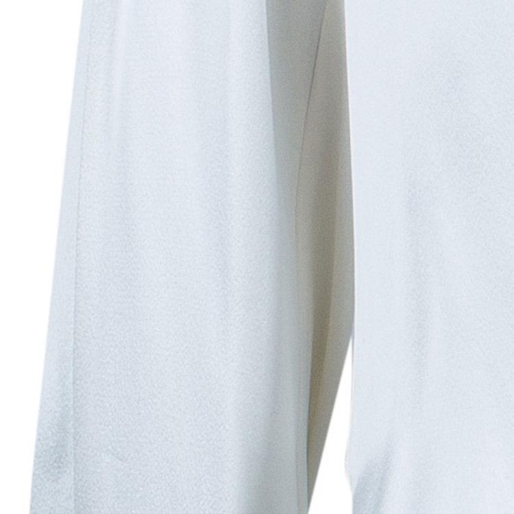 Pre Owned Prabal Gurung White Satin Long Sleeve Wrap Top M