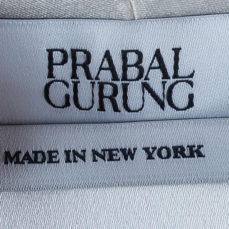 Pre Owned Prabal Gurung White Satin Long Sleeve Wrap Top M