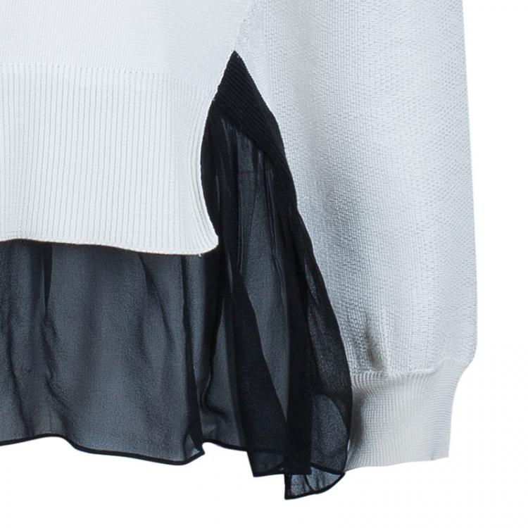 Pre Owned Prabal Gurung Monochrome Lace Top S