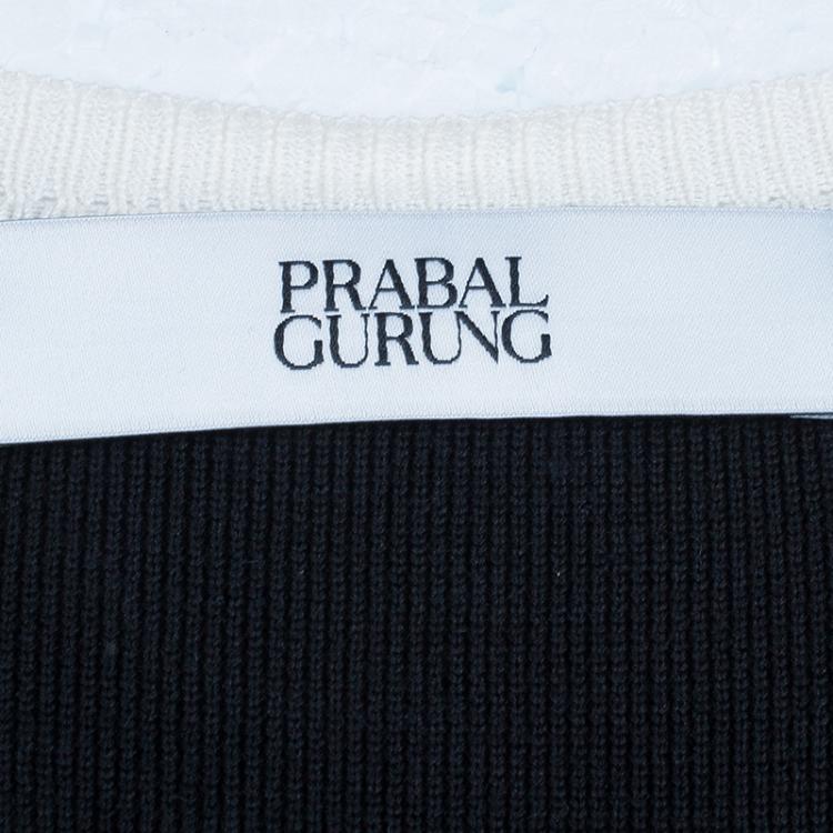 Pre Owned Prabal Gurung Monochrome Lace Top S