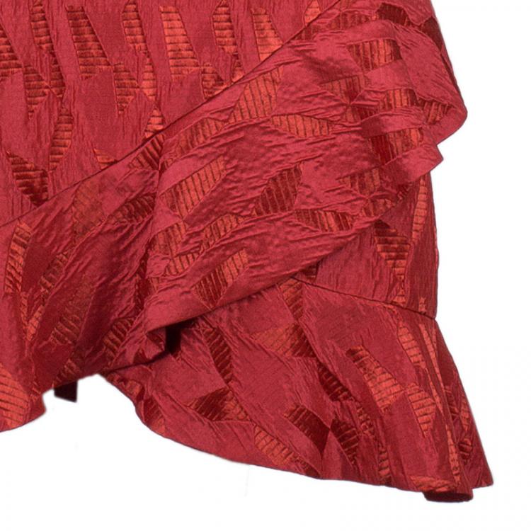 Pre Owned Prabal Gurung Red Short Sleeve Dress M