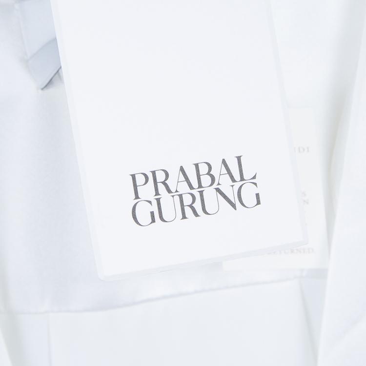 Pre Owned Prabal Gurung White Draped Front High Low Hem Silk Blouse L