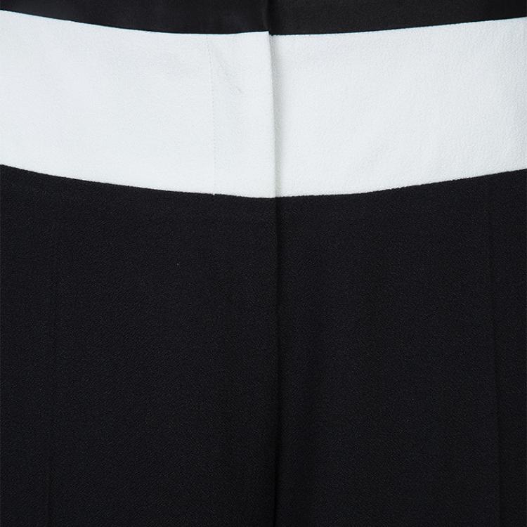 Pre Owned Prabal Gurung Monochrome Leather Trim Detail Trousers M