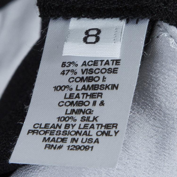 Pre Owned Prabal Gurung Monochrome Leather Trim Detail Trousers M