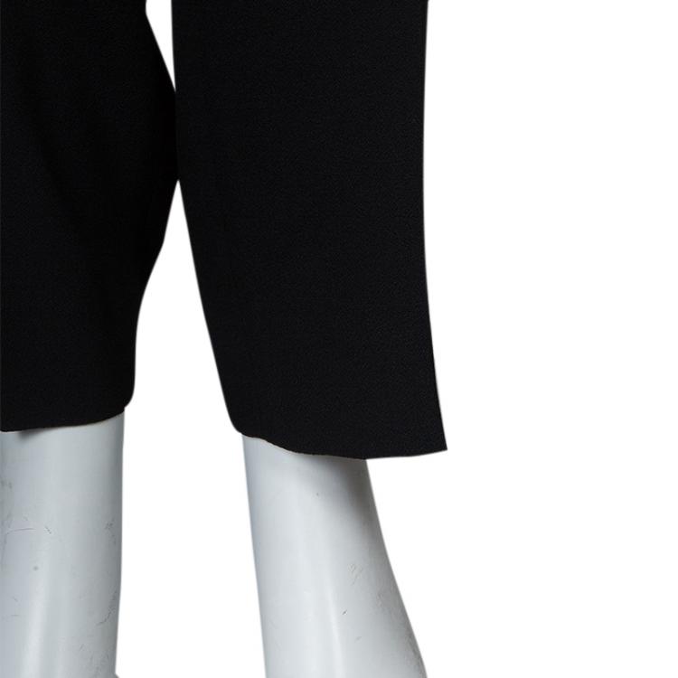Pre Owned Prabal Gurung Monochrome Leather Trim Detail Trousers S
