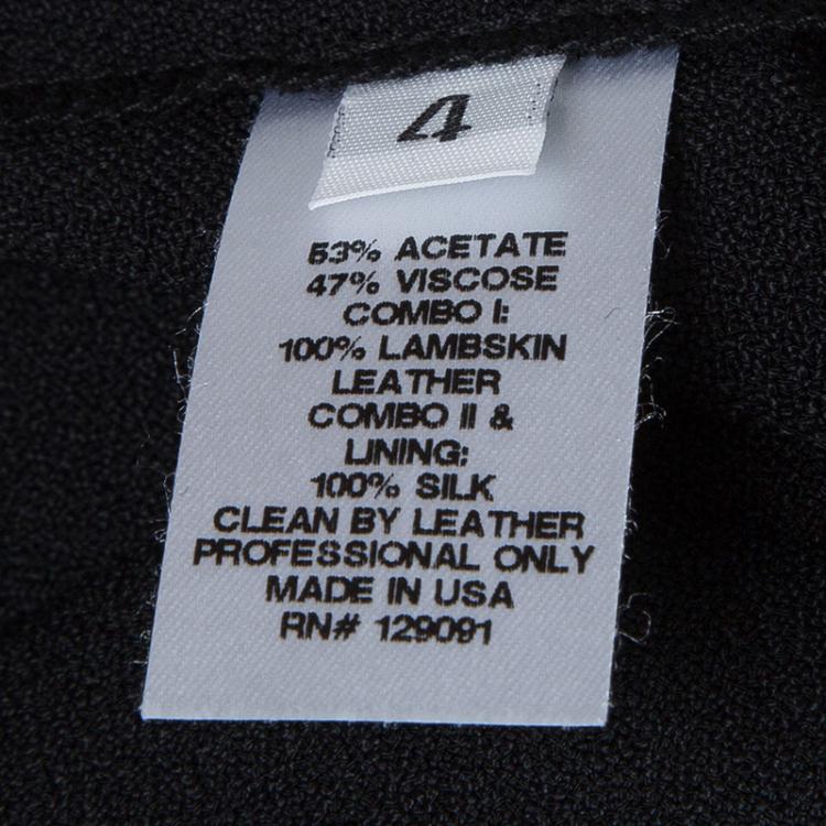 Pre Owned Prabal Gurung Monochrome Leather Trim Detail Trousers S