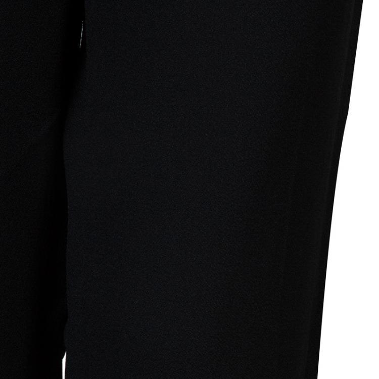 Pre Owned Prabal Gurung Monochrome Leather Trim Detail Trousers L