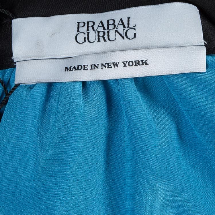مملوكة مسبقًا Prabal Gurung Blue Feather Detail Embellished Skirt L