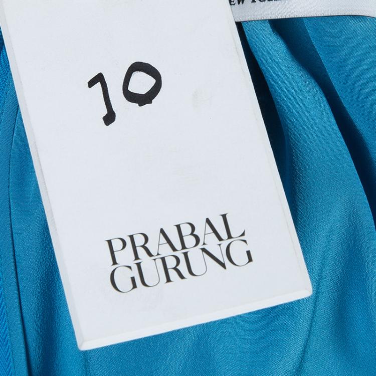 مملوكة مسبقًا Prabal Gurung Blue Feather Detail Embellished Skirt L