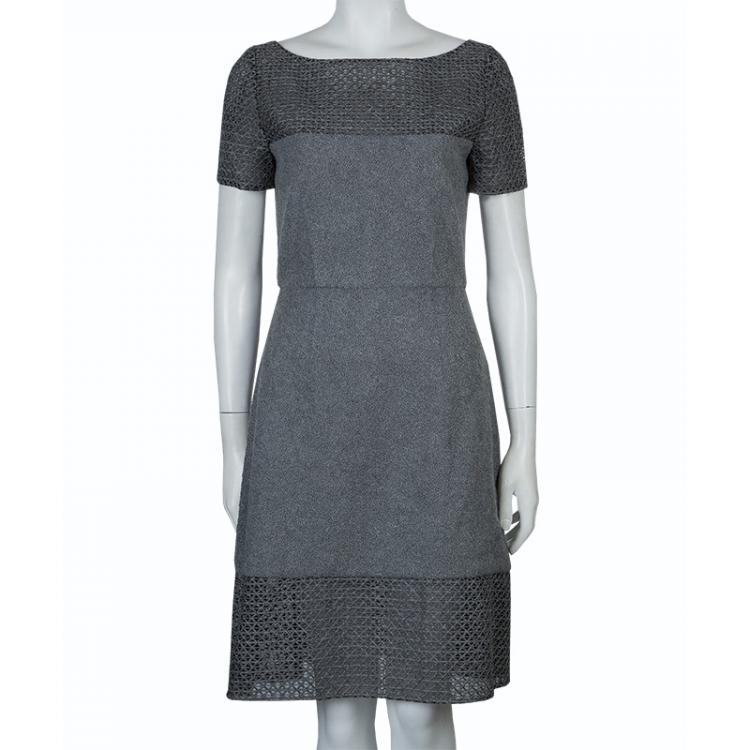 Pre Owned Prabal Gurung Grey Wool Dress M