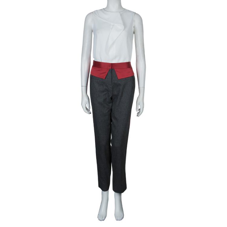 Pre Owned Prabal Gurung Grey Wool Trousers M